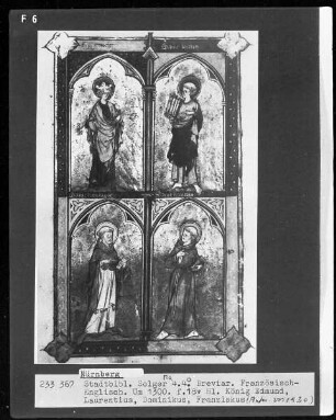 Breviar — Bildseite mit vier Heiligen, Folio 18verso