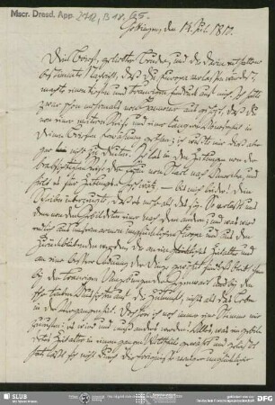 Eigenh. Brief von Karl August Moritz Schlegel an August Wilhelm von Schlegel, Göttingen, 14.07.1810