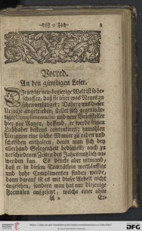 Vorred. An den guenstigen Leser.