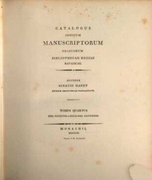 Catalogus codicum manuscriptorum Graecorum Bibliothecae Regiae Bavaricae, 4. Cod. CCCXLVIII - CCCCLXXII