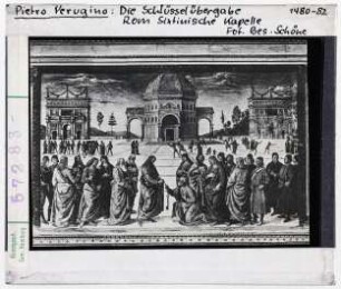 Pietro Perugino: Schlüsselübergabe. Rom, Sixtinische Kapelle