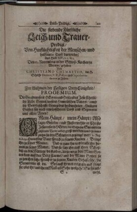Die siebende Fürstliche Leich- und Trauer-Predigt.