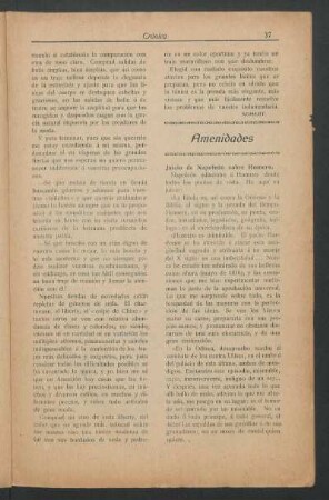 Amenidades : Juicio de Napoleón sobre Homero. [y] Los ojos de las plantas.