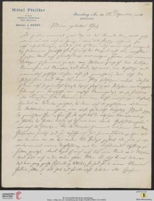 Heid. Hs. 3484,913: Brief von Eberhard Gothein an Marie Luise Gothein