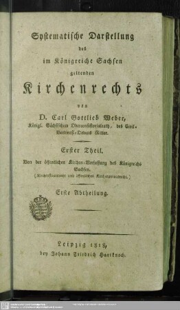 1,1: Von der öffentlichen Kirchenverfassung des Königreichs Sachsen