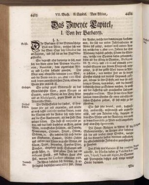 Das Zweyte Capitel, I. Von der Barbarey.