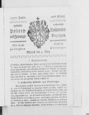 10tes Stück, Ausgabe vom 5. März 1777