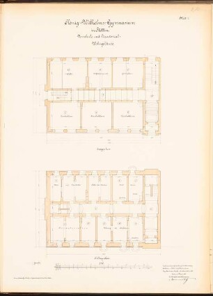 König-Wilhelm-Gymnasium, Stettin Nebengebäude: Grundrisse KG, EG 1:100
