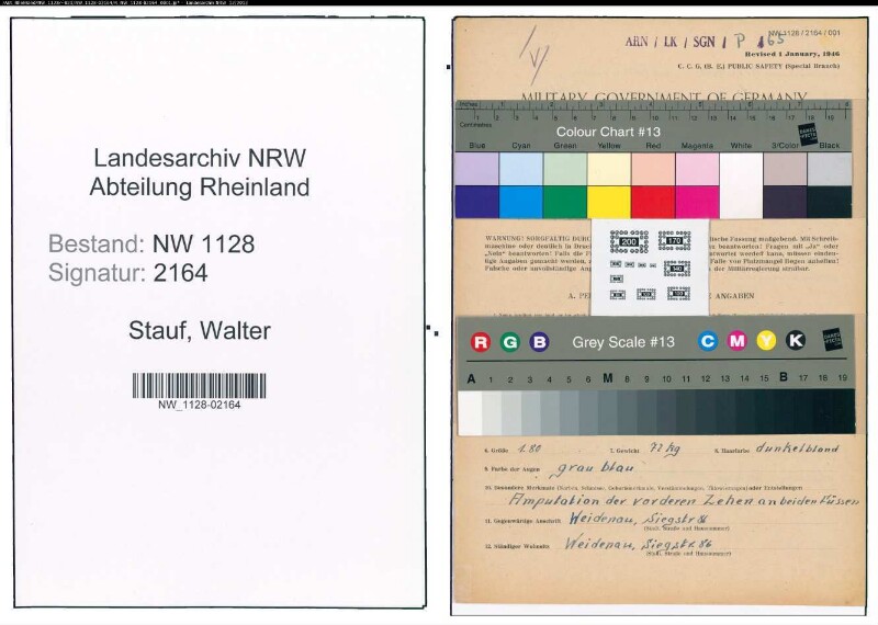 Entnazifizierung Walter Stauf , geb. 09.06.1908 (Polizist)