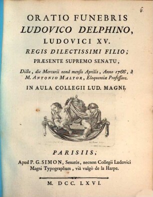 Oratio funebris Ludovico Delphino, Ludovici XV regis filio