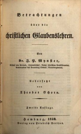 Betrachtungen über die christlichen Glaubenslehren