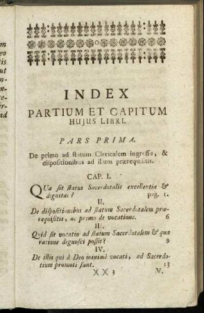 Index partium et capitum hujus libri.