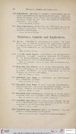 Miniaturen, Gemälde und Kupferstiche (Nr. 1502-1594)