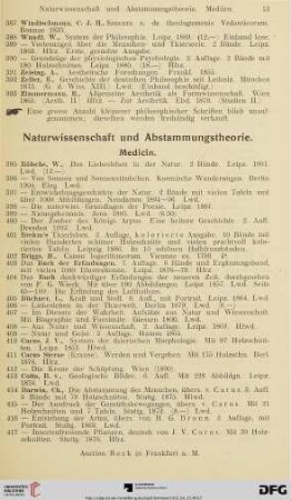 Naturwissenschaft und Abstammungstheorie. Medicin (Nr. 395-448)