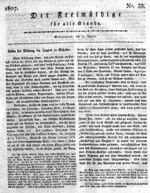 No. 33, Sonnabend, den 25. April 1807