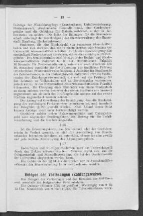 Belegen der Vorlesungen (Zahlungsweise)