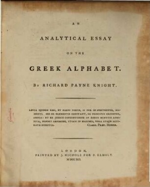 An analytical essay on the Greek Alphabet : With plates