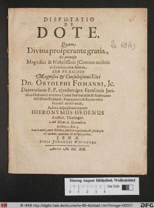 Disputatio De Dote