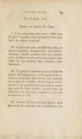 Titre IV. Nature et action de l'eau