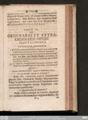Caput II. De Ordinariis Et Extraordinariis Imperii Deputationibus.
