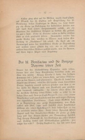 Der hl. Bonifacius und die Herzoge Bayerns seiner Zeit