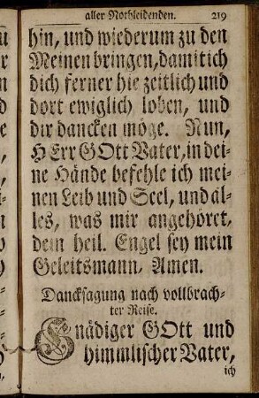 Dancksagung nach vollbrachter Reise