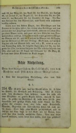 Achte Abtheilung. Von der bürgerlichen Gesellschaft, von den Rechten und Pflichten ihrer Mitglieder
