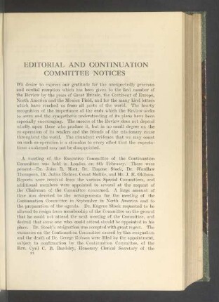 Editorial and continuation committee notices