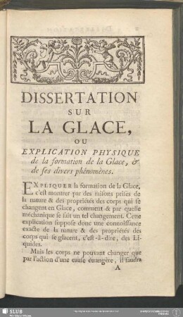 [Première Partie. De la Formation de la Glace]