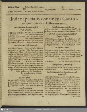 Index specialis ... festorum anni