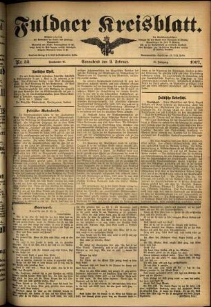 Ausgabe vom Samstag, den 09. Februar 1907.