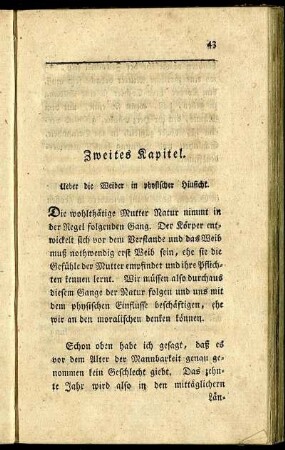 Zweites Kapitel. Ueber die Weiber in physischer Hinsicht.