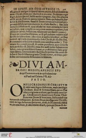 Divi Ambrosii Mediolanensis Episcopi Commentarij in epistolam beati Pauli ad Galatas