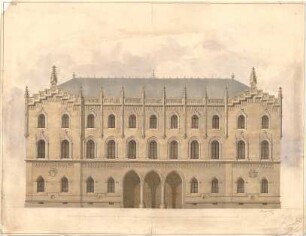 Métivier, Jean Baptiste; München; Wittelsbacher Palast - Eingangsseite (Aufriss)
