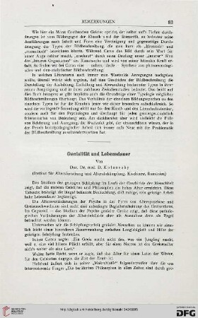 Genialität und Lebensdauer