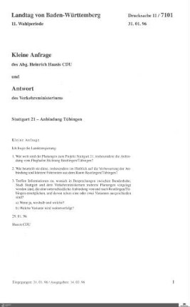 Drucksachen 7101-7205: Anträge, Anfragen, Gesetzentwürfe