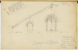San Marco, Mailand: Detailansicht, Fenster und Giebelsims (aus: Skizzen- und Fotoalbum 3)