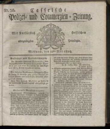 Nr. 38, Mittwoch, den 12ten Mai 1819