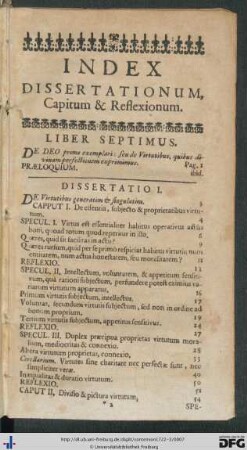 Index Dissertationum, Capitum Et Reflexionum.