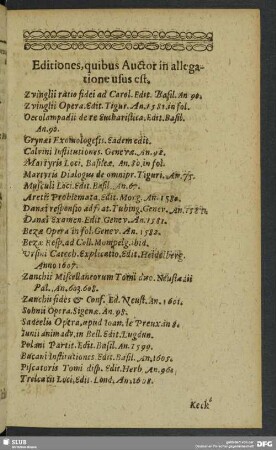 Editiones, quibus Auctor in allegatione usus est