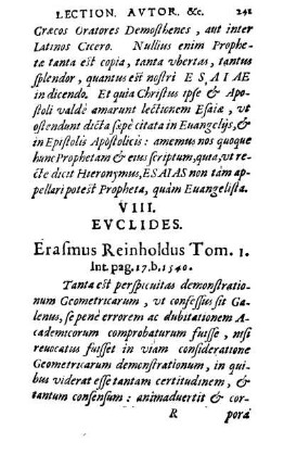 VIII. Evclides. Erasmus Rheinholdus Tom. 1. Int. pag. 17. b. 1540.
