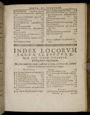 Index Locorum Sacræ Scripturæ: Quæ Hoc Libro citantur, pleraq[ue] etiam explicantur.