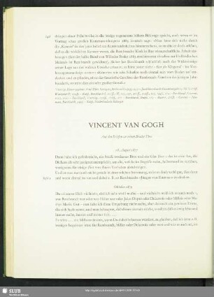 Vincent Van Gogh : Aus den Briefen an seinen Bruder Theo