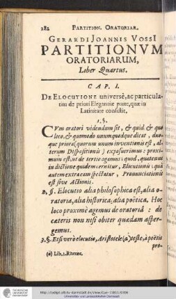 Gerardi Joannis Vossi Partitionum Oratoriarum. Liber Quartus