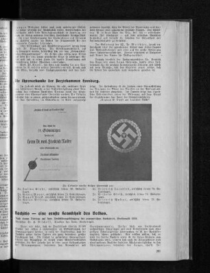 Die Ehrenurkunde der Aerztekammer Hamburg