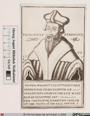 Bildnis Friedrich Staphylus (eig. Stapelage)