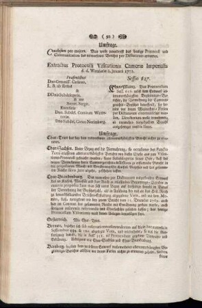 Extractus Protocolli Visitationis Cameræ Imperialis d. d. Wetzlariæ 8. Januarii 1772.