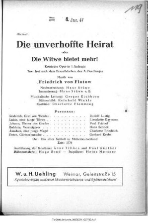 Die unverhoffte Heirat oder Die Witwe bietet mehr!