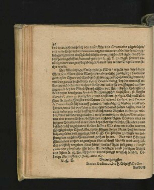 Antwort Marggraff Johann Georgen/ auff vorgehende D. Gedicci, eingebrachtes Schreiben.