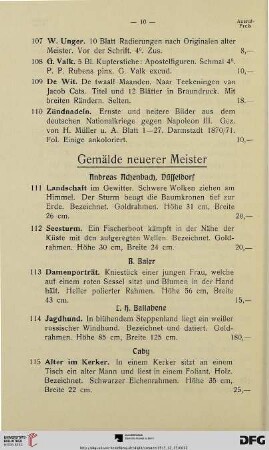 Gemälde neuerer Meister (Nr. 111-209)
